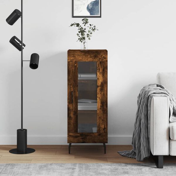 vidaXL Komoda dymov&yacute; dub 34,5x34x90 cm spracovan&eacute; drevo