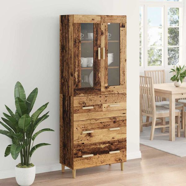 vidaXL Highboard so z&aacute;suvkou Star&eacute; drevo 69,5 x 34 x 180 cm
