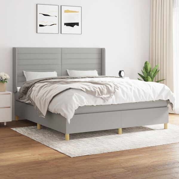 vidaXL Boxspring posteľ s matracom bledosiv&aacute; 180x200 cm l&aacute;tka