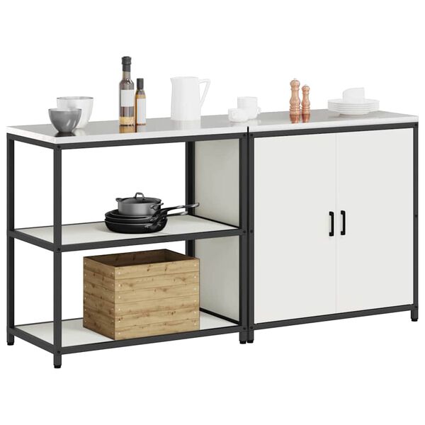 vidaXL Kuchynsk&yacute; &uacute;ložn&yacute; set 2 pcs Biela Studen&yacute; valcovan&yacute; oceľ