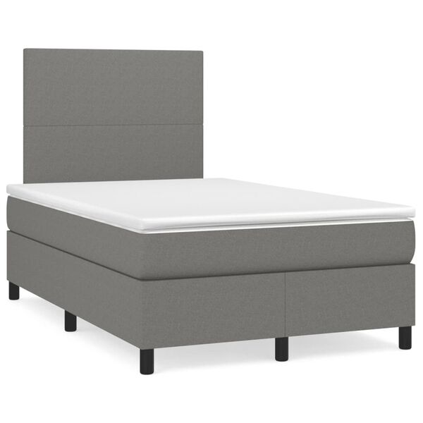 vidaXL Boxspring posteľ s matracom, tmavosiv&aacute; 120x190 cm, l&aacute;tka