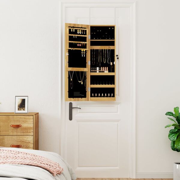 vidaXL Zrkadlová skrinka na šperky s LED svetlami nástenná