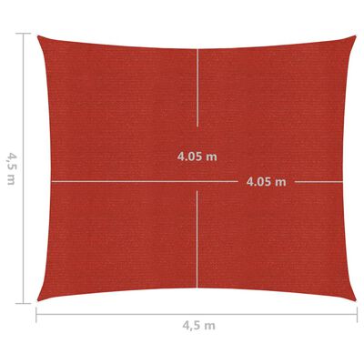 vidaXL Tieniaca plachta 160 g/m² červená 4,5x4,5 m HDPE