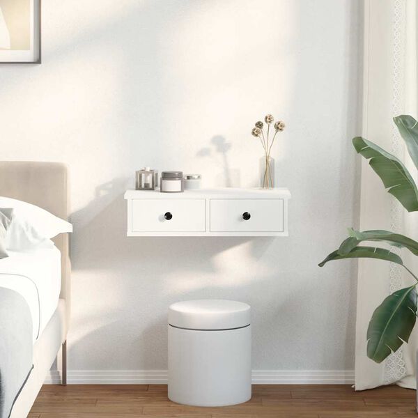 vidaXL N&aacute;stenn&aacute; polica so z&aacute;suvkami Biela 60x28x15 cm Upraven&eacute; drevo