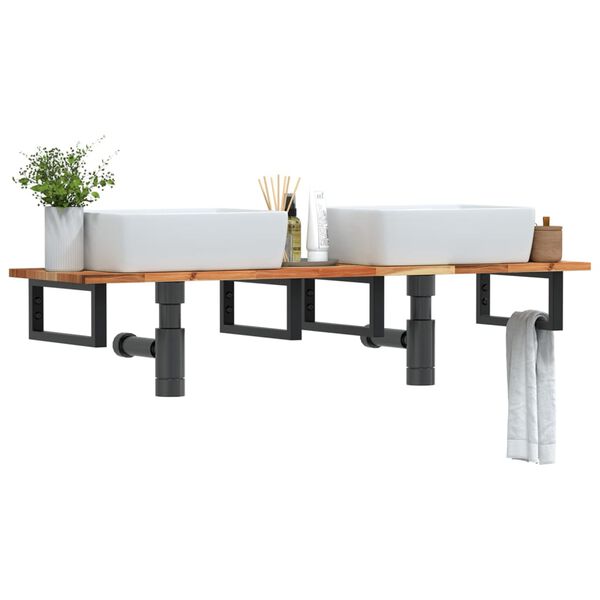 vidaXL Polica pod um&yacute;vadlo n&aacute;stenn&aacute; oceľ a ak&aacute;ciov&yacute; mas&iacute;v