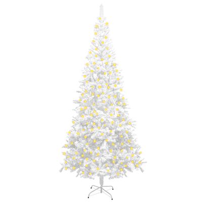 vidaXL Umelý vianočný stromček s LED L 240 cm biely