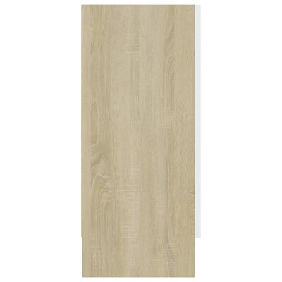 vidaXL Vitrína, biela a dub sonoma 120x30,5x70 cm, kompozitné drevo