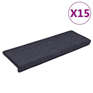 vidaXL Schodov&eacute; rohože 15 ks 65x21x4 cm tmavo&scaron;ed&eacute; a modr&eacute; s obdĺžnikov&yacute;m okrajom