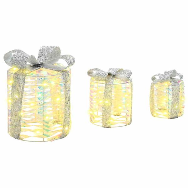 vidaXL Dekorácia Darčekovej Skatuľky s 60 LED-i 3 pcs Teplá biela PET