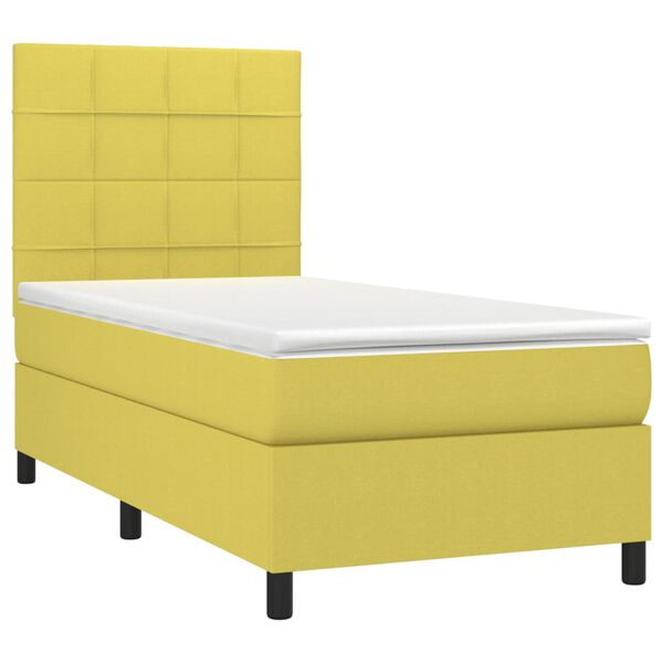 vidaXL Posteľ boxsping s matracom a LED zelen&aacute; 90x190 cm l&aacute;tka