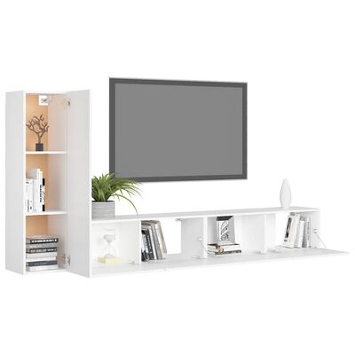 vidaXL 3-dielna súprava TV skriniek biela drevotrieska