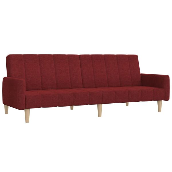 vidaXL 2-miestna rozkladacia pohovka s podnožkou v&iacute;novo-červen&aacute; l&aacute;tkov&aacute;