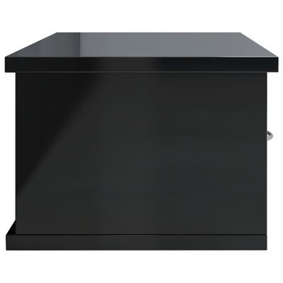 vidaXL Nástenná polica so zásuvkami, lesklá čierna 60x26x18,5 cm