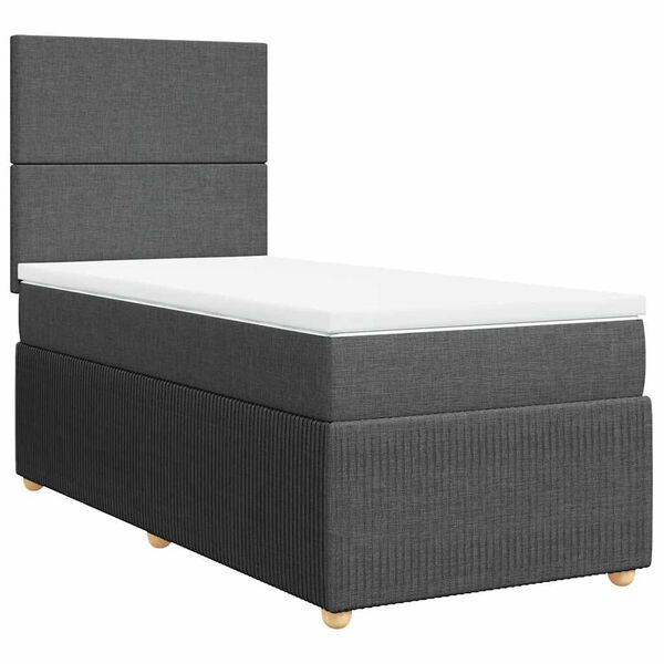 vidaXL Boxspring posteľ s matracom tmavosiv&aacute; 100x200 cm l&aacute;tka