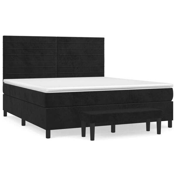 vidaXL Posteľn&yacute; r&aacute;m boxspring s matracom čierny 180x200 cm zamat