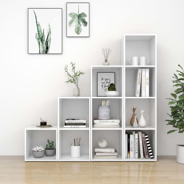 vidaXL 4-dielna súprava TV skriniek biela drevotrieska