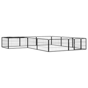 vidaXL Ohr&aacute;dka pre psov 12 panelov čierna 100x50 cm pr&aacute;&scaron;kovan&aacute; oceľ