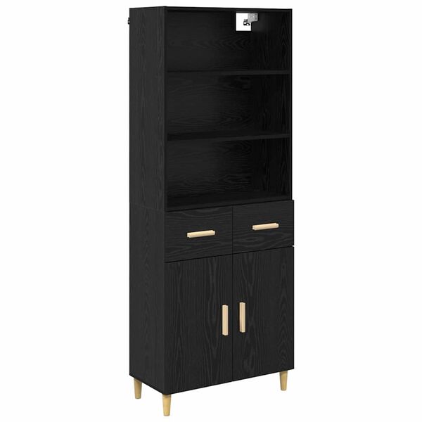 vidaXL Highboard Čierny dub 69,5 x 32,5 x 180 cm Kompozitn&eacute; drevo