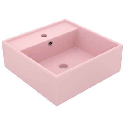 vidaXL Luxusné umývadlo, prepad, matné ružové 41x41 cm, keramika