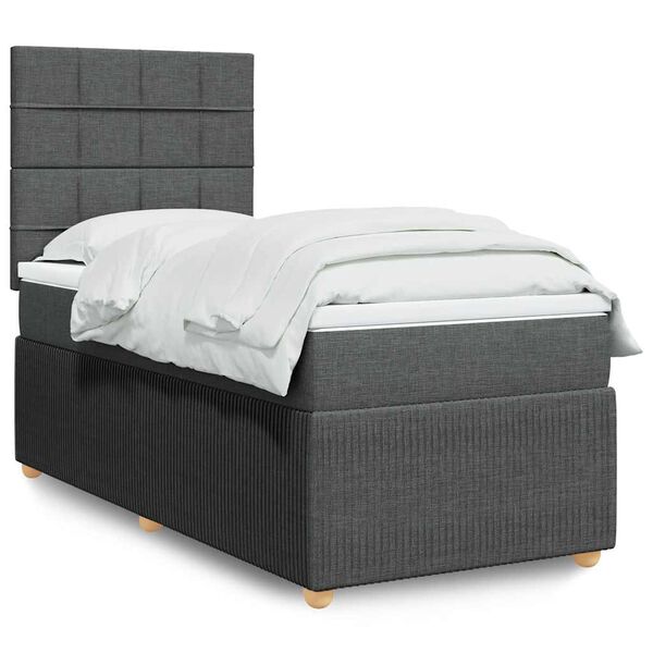 vidaXL Boxspring posteľ s matracom tmavosiv&aacute; 90x200 cm l&aacute;tka