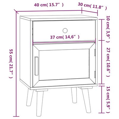 vidaXL Nočný stolík biely 40x30x55 cm kompozitné drevo