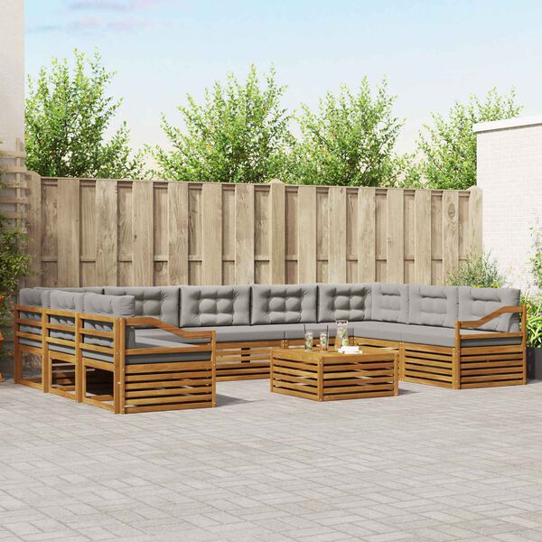 vidaXL S&uacute;pravy pohoviek s vank&uacute;&scaron;om 10 pcs Pr&iacute;rodn&aacute; a svetlosiv&aacute;