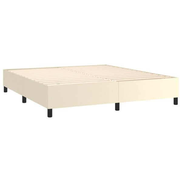 vidaXL Boxspring posteľ s matracom kr&eacute;mov&aacute; 180x200 cm umel&aacute; koža