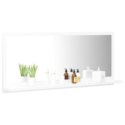vidaXL Kúpeľňové zrkadlo, lesklé biele 90x10,5x37 cm, kompozitné drevo