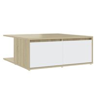 vidaXL Konferenčný stolík biely a dub sonoma 80x80x31 cm drevotrieska