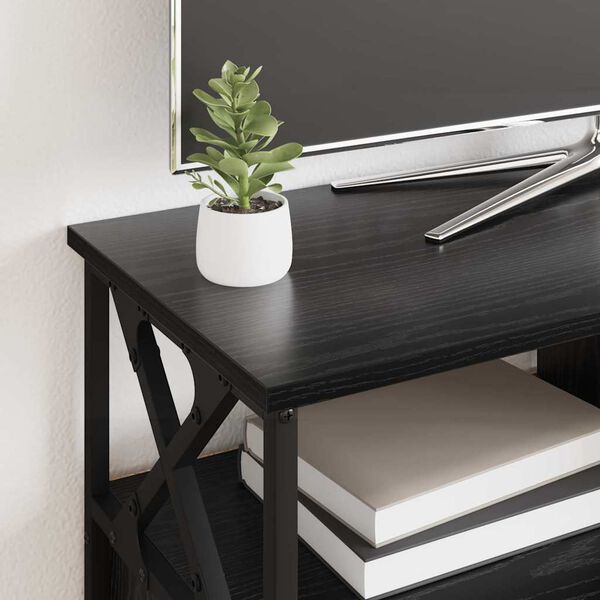 vidaXL TV skrinka Čierny dub 90 x 33 x 45 cm Inžinierske drevo a oceľ