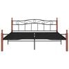 vidaXL Posteľn&yacute; r&aacute;m čierny kov a mas&iacute;vne dubov&eacute; drevo 200x200 cm