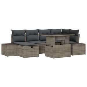 vidaXL S&uacute;prava z&aacute;hradn&yacute;ch pohoviek 7 pcs Siv&aacute; polyratan