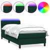 vidaXL Posteľn&yacute; r&aacute;m boxsping s matracom a LED tmavozelen&yacute; 100x220 cm zamat
