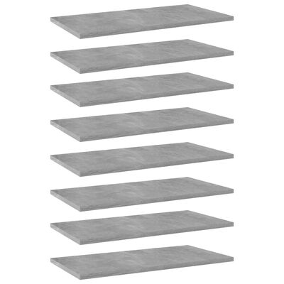 vidaXL Prídavné police 8 ks, betónovo sivé 60x30x1,5 cm, drevotrieska