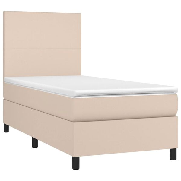 vidaXL Boxspring posteľ s matracom kapučínová 90x200 cm umelá koža
