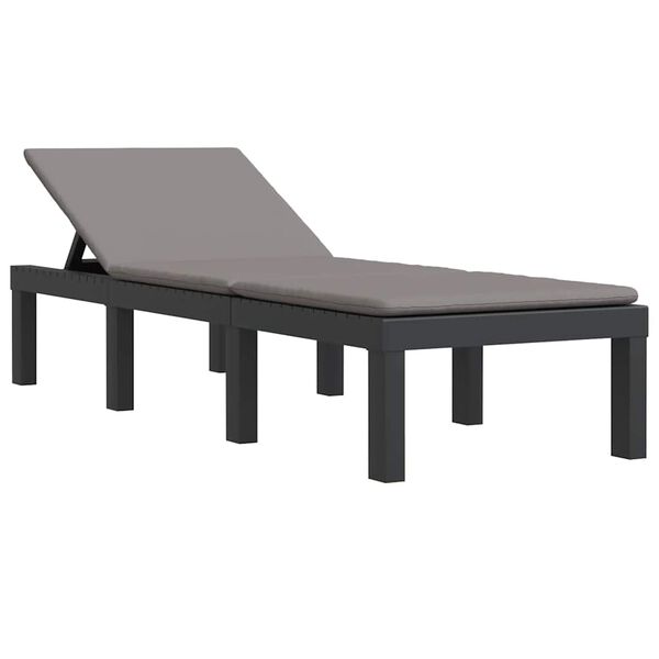 vidaXL Leh&aacute;tko na opaľovanie s vank&uacute;&scaron;ikmi antracitov&eacute; PP