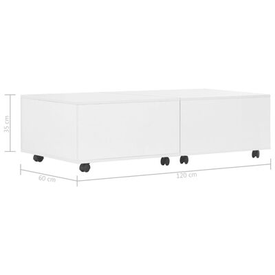 vidaXL Konferenčný stolík biely 120x60x35 cm vysoko-lesklý