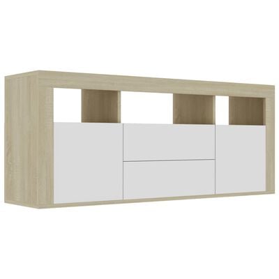 vidaXL TV skrinka, biela a dub sonoma 120x30x50 cm, kompozitné drevo
