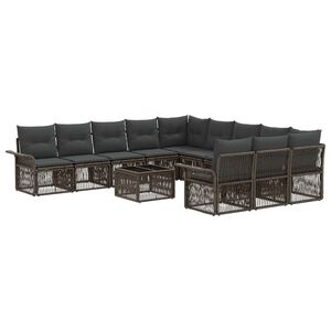 vidaXL S&uacute;prava z&aacute;hradn&yacute;ch pohoviek 12 pcs Siv&aacute; polyratan