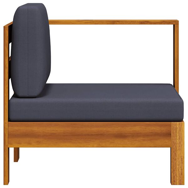 vidaXL Stredová pohovka s 1 ramennou opierkou tmavosivá akáciový masív