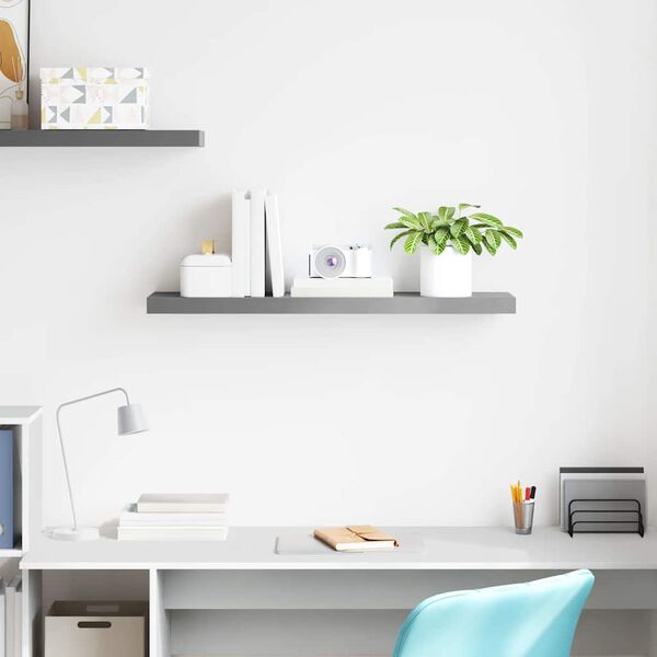 vidaXL Pl&aacute;vaj&uacute;ca n&aacute;stenn&aacute; polica, siv&aacute; 90x23,5x3,8 cm, MDF