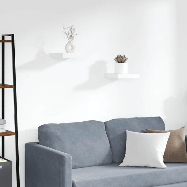 vidaXL Plávajúce nástenné police 2 ks, biele 23x23,5x3,8 cm, MDF