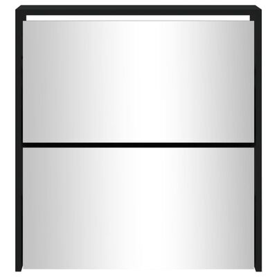 vidaXL Botník so zrkadlom 2-poschodový čierny 63 x 17 x 67 cm