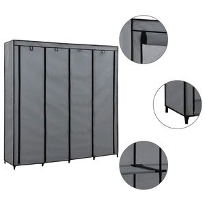 vidaXL &Scaron;atn&iacute;k so 4 priehradkami siv&yacute; 175x45x170 cm