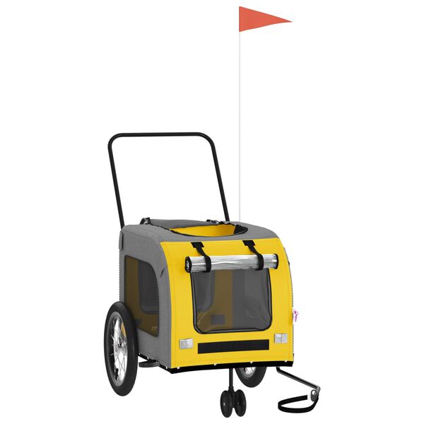 vidaXL Cyklovoz&iacute;k pre zvierat&aacute;, žtlo siv&yacute;, oxfordsk&aacute; l&aacute;tka, železo