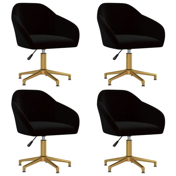 vidaXL Otočn&eacute; jed&aacute;lensk&eacute; stoličky 4 ks čierne zamatov&eacute;