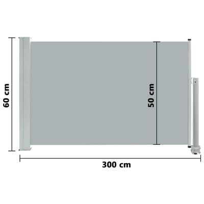 vidaXL Zaťahovacia bočná markíza na terasu sivá 60x300 cm