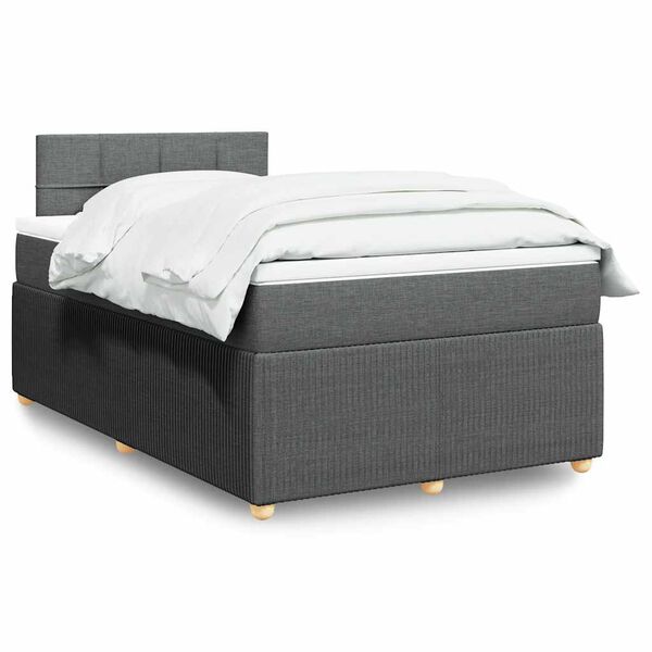 vidaXL Boxspring posteľ s matracom, tmavosiv&aacute; 120x190 cm, l&aacute;tka
