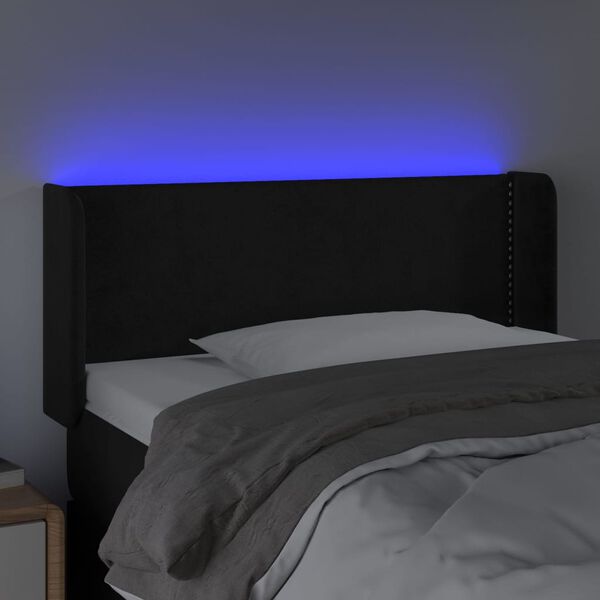 vidaXL Čelo postele s LED čierne 83x16x78/88 cm zamat