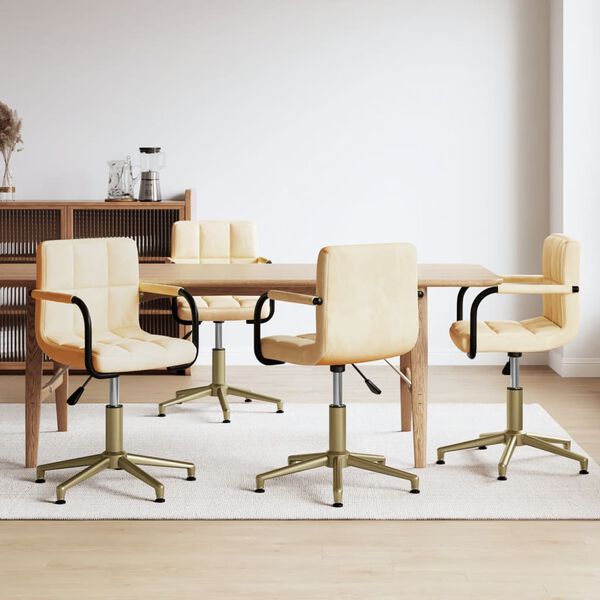 vidaXL Otočn&eacute; jed&aacute;lensk&eacute; stoličky 4 ks kr&eacute;mov&eacute; zamatov&eacute;